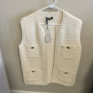 ME+EM CROCHET TRIMMED LONGLINE VEST